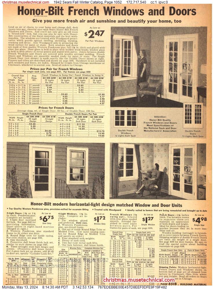 1942 Sears Fall Winter Catalog, Page 1052