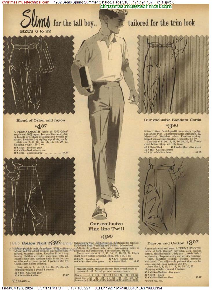 1962 Sears Spring Summer Catalog, Page 516