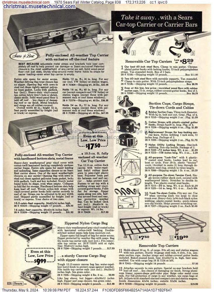 1970 Sears Fall Winter Catalog, Page 838