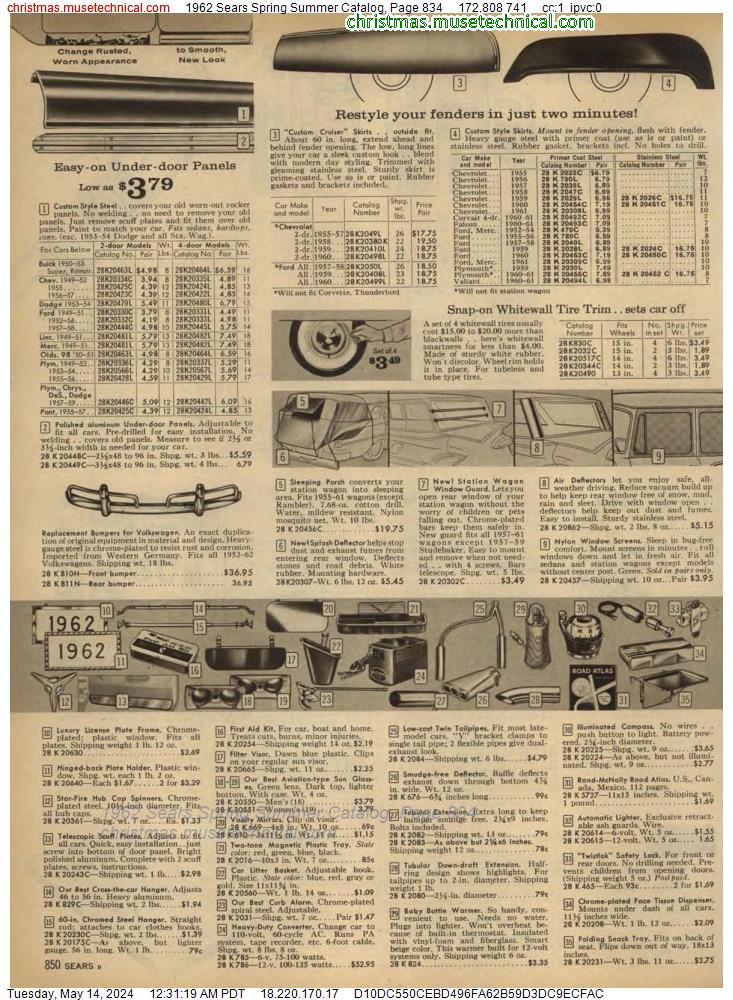 1962 Sears Spring Summer Catalog, Page 834
