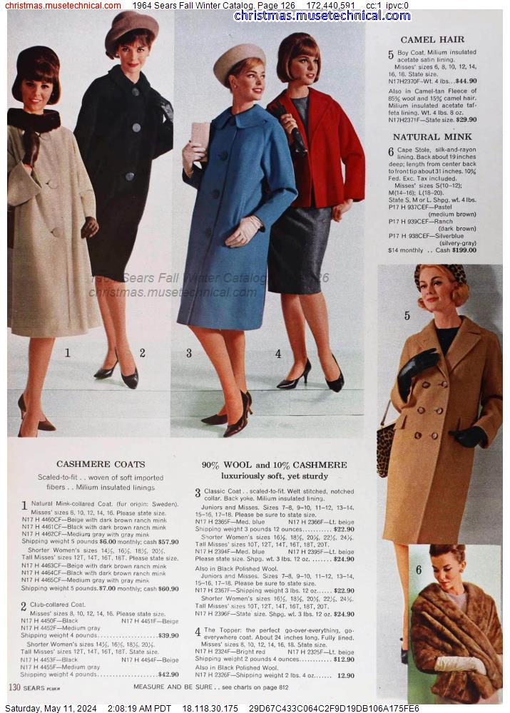 1964 Sears Fall Winter Catalog, Page 126