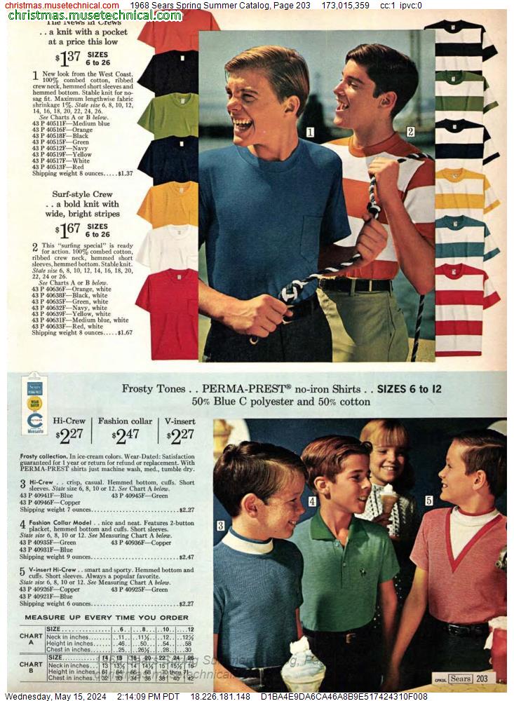 1968 Sears Spring Summer Catalog, Page 203