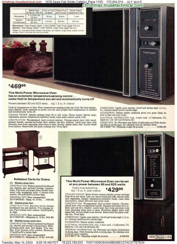 1976 Sears Fall Winter Catalog, Page 1155