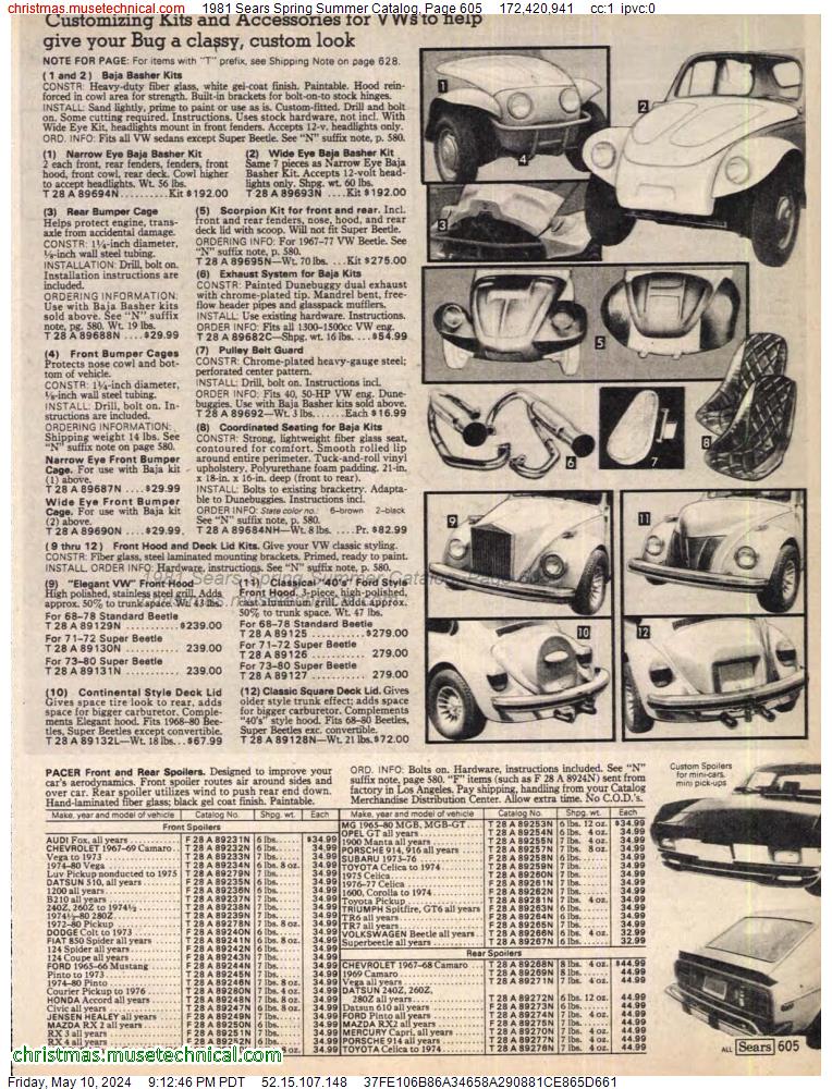 1981 Sears Spring Summer Catalog, Page 605