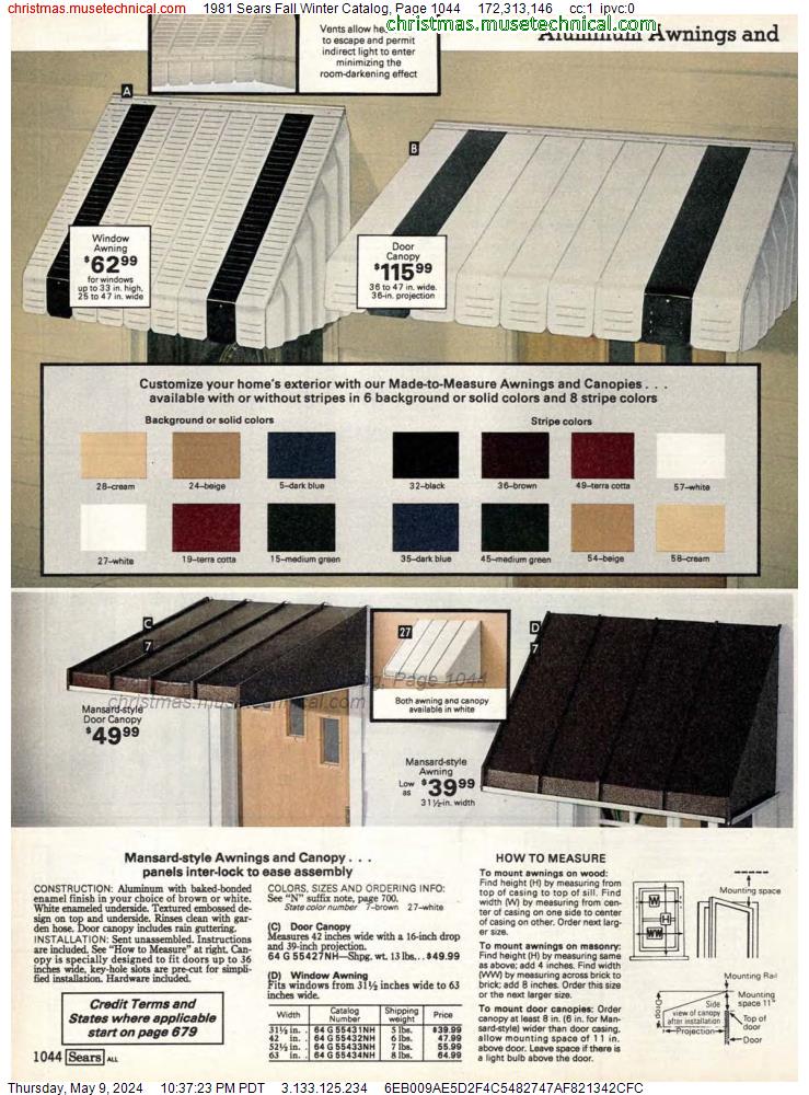 1981 Sears Fall Winter Catalog, Page 1044