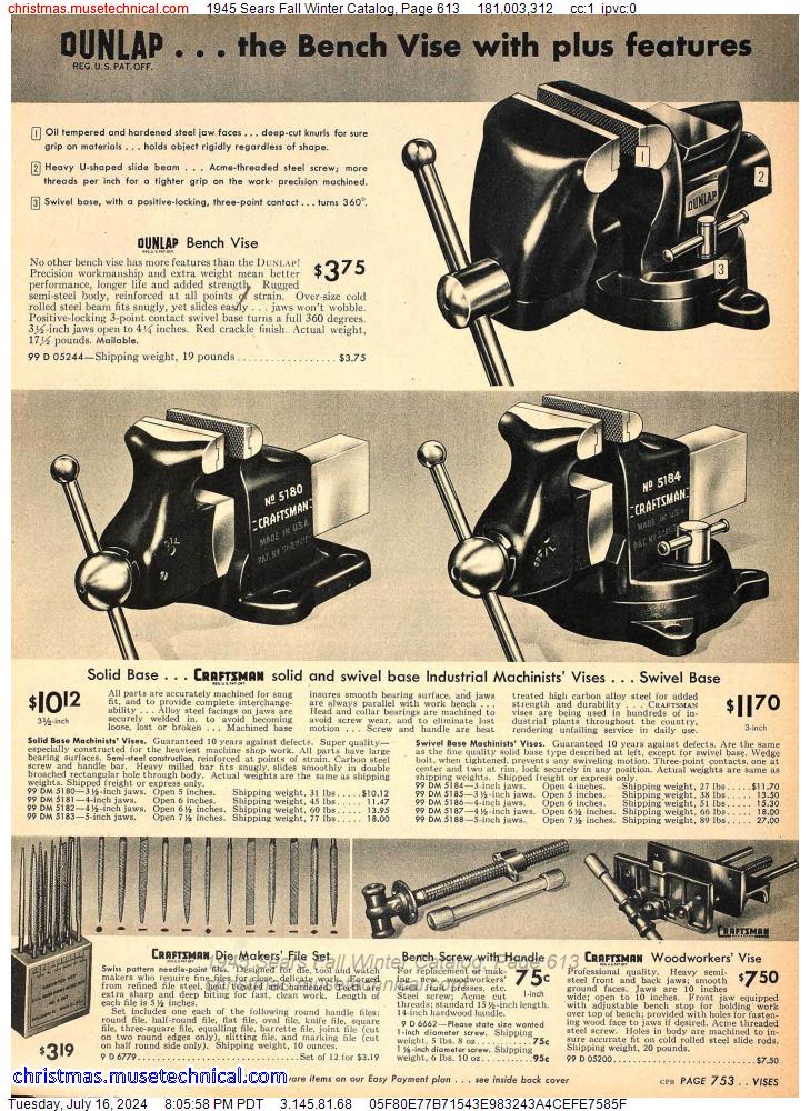 1945 Sears Fall Winter Catalog, Page 613