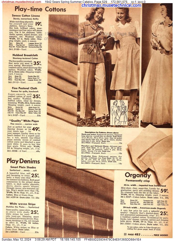 1942 Sears Spring Summer Catalog, Page 529