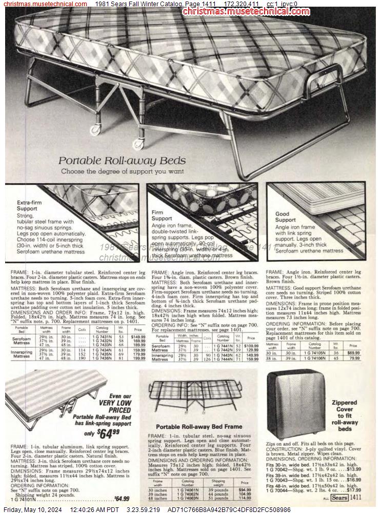 1981 Sears Fall Winter Catalog, Page 1411