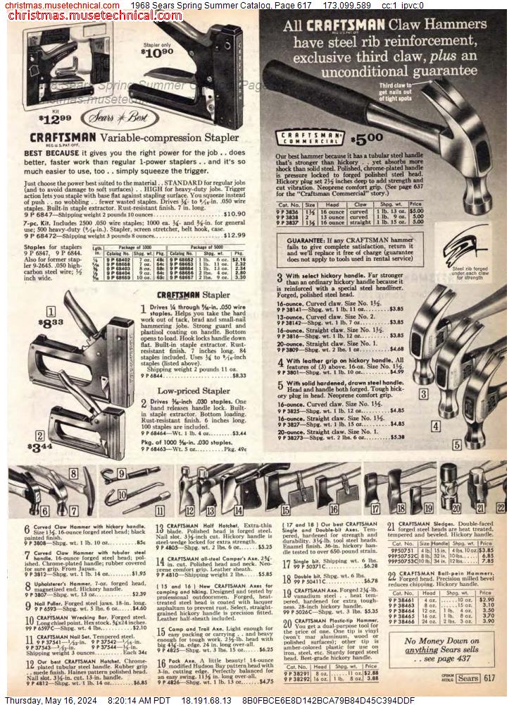 1968 Sears Spring Summer Catalog, Page 617