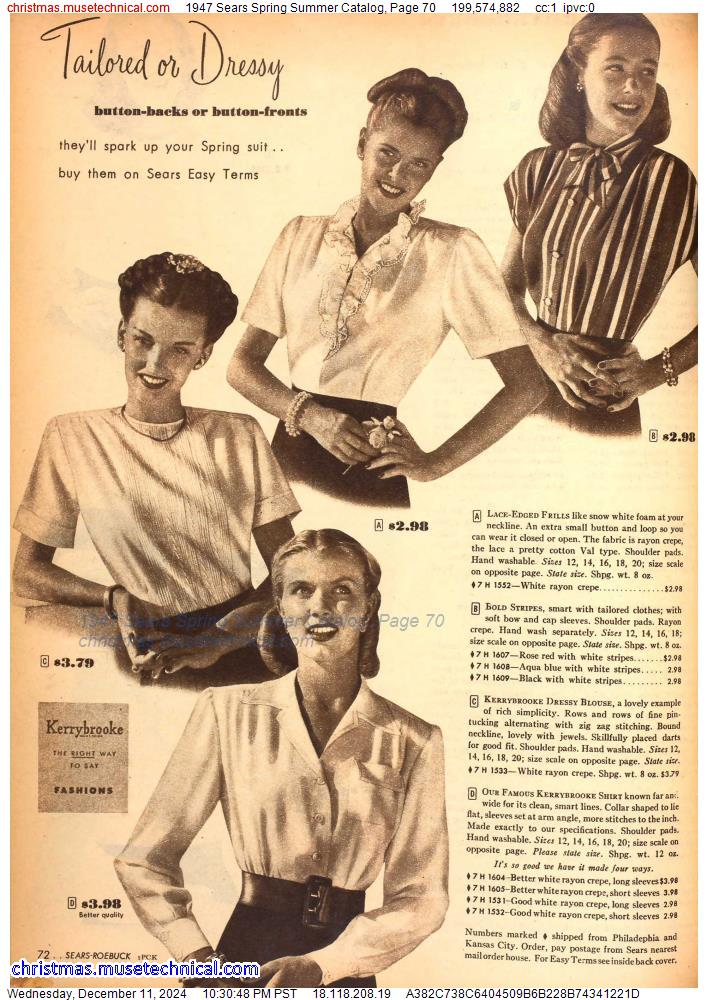 1947 Sears Spring Summer Catalog, Page 70