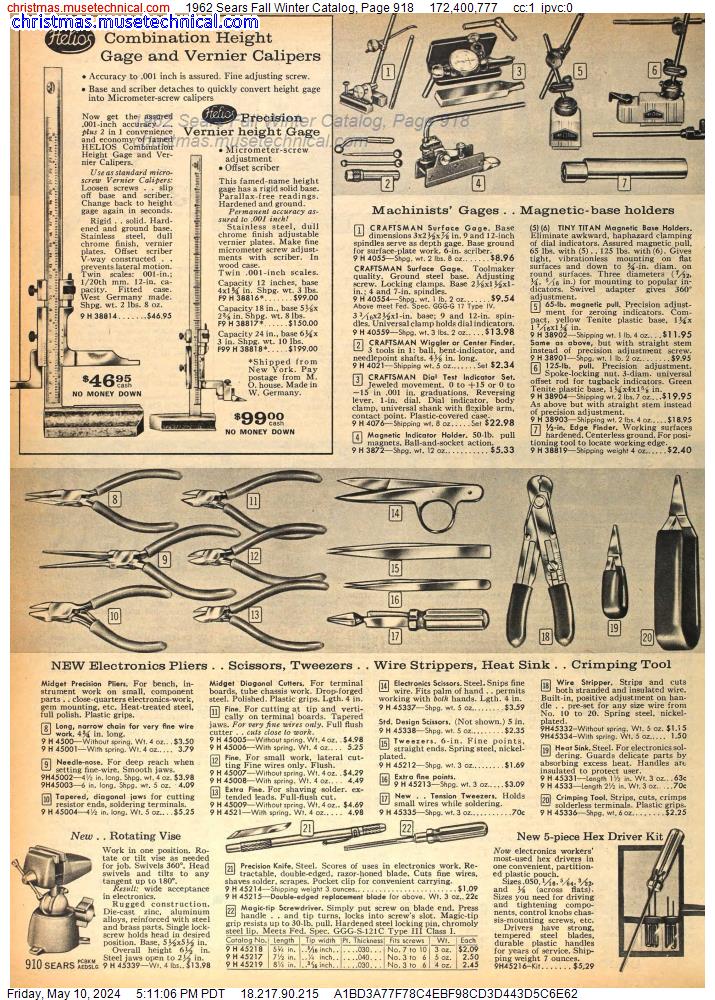 1962 Sears Fall Winter Catalog, Page 918