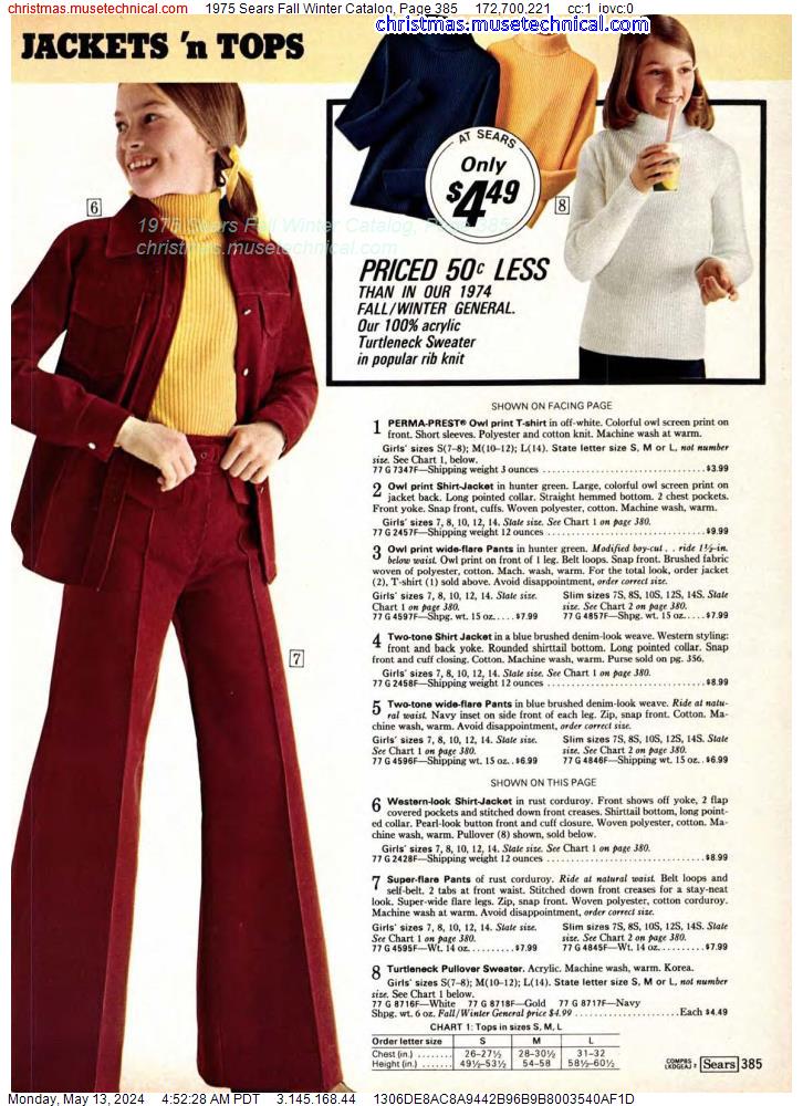 1975 Sears Fall Winter Catalog, Page 385