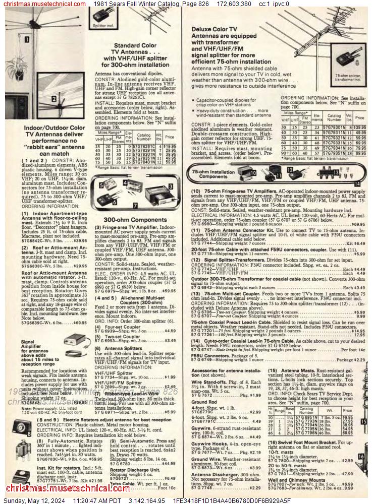 1981 Sears Fall Winter Catalog, Page 826