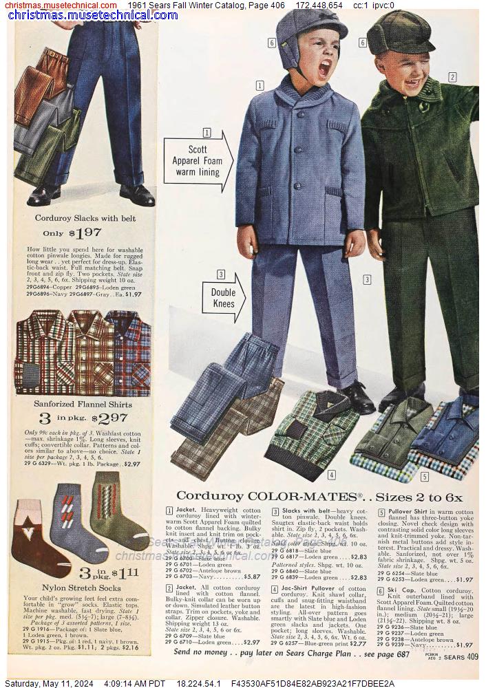 1961 Sears Fall Winter Catalog, Page 406