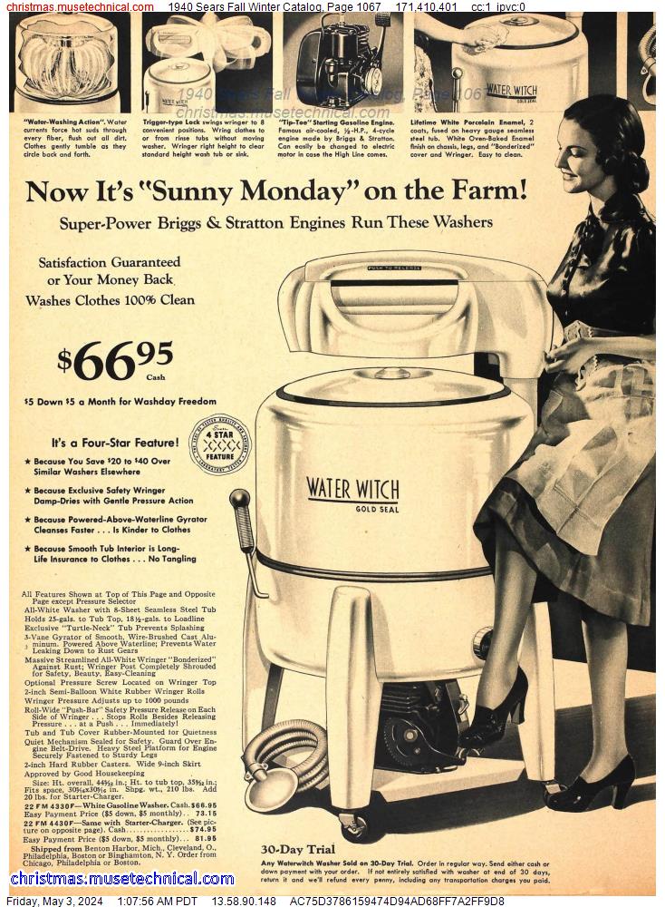 1940 Sears Fall Winter Catalog, Page 1067