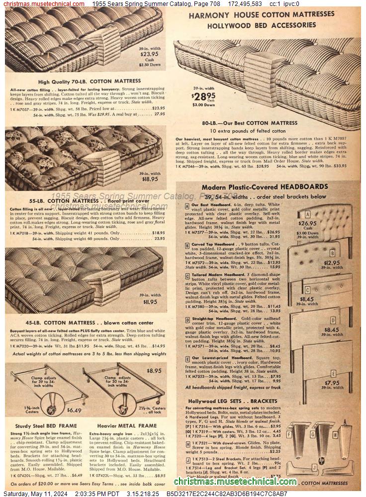 1955 Sears Spring Summer Catalog, Page 708