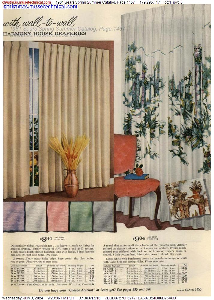 1961 Sears Spring Summer Catalog, Page 1457