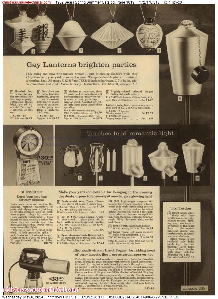 1962 Sears Spring Summer Catalog, Page 1019