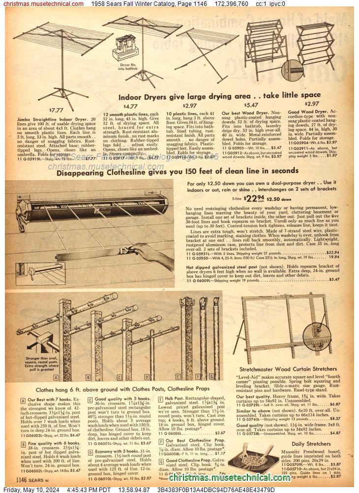 1958 Sears Fall Winter Catalog, Page 1146