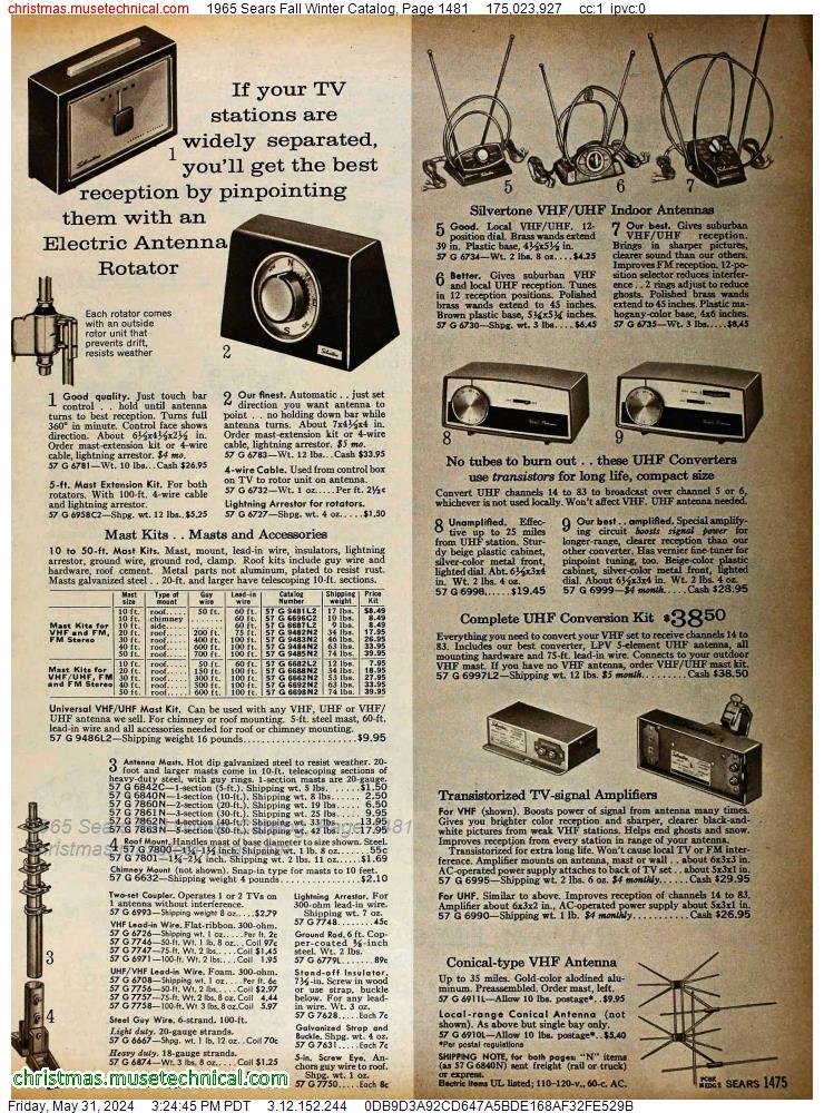 1965 Sears Fall Winter Catalog, Page 1481