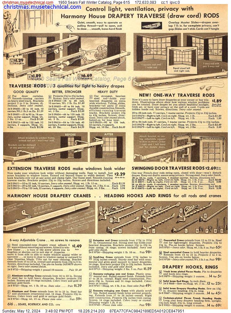 1950 Sears Fall Winter Catalog, Page 615