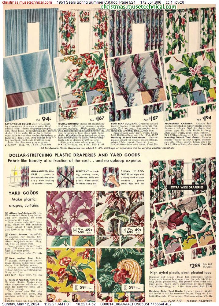 1951 Sears Spring Summer Catalog, Page 524