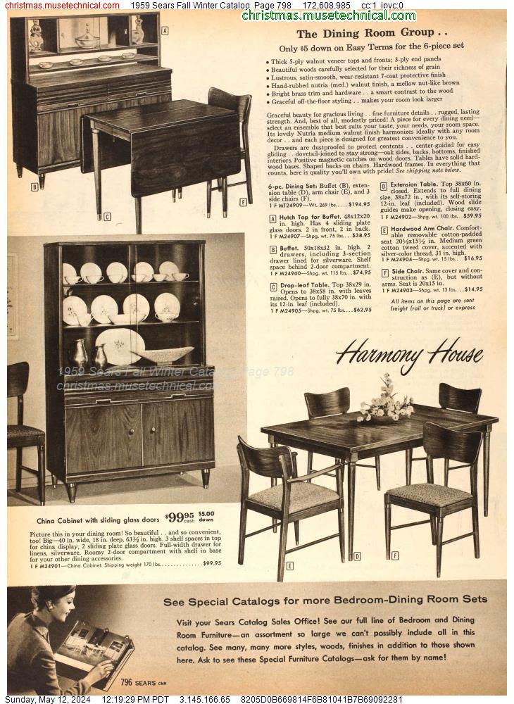 1959 Sears Fall Winter Catalog, Page 798