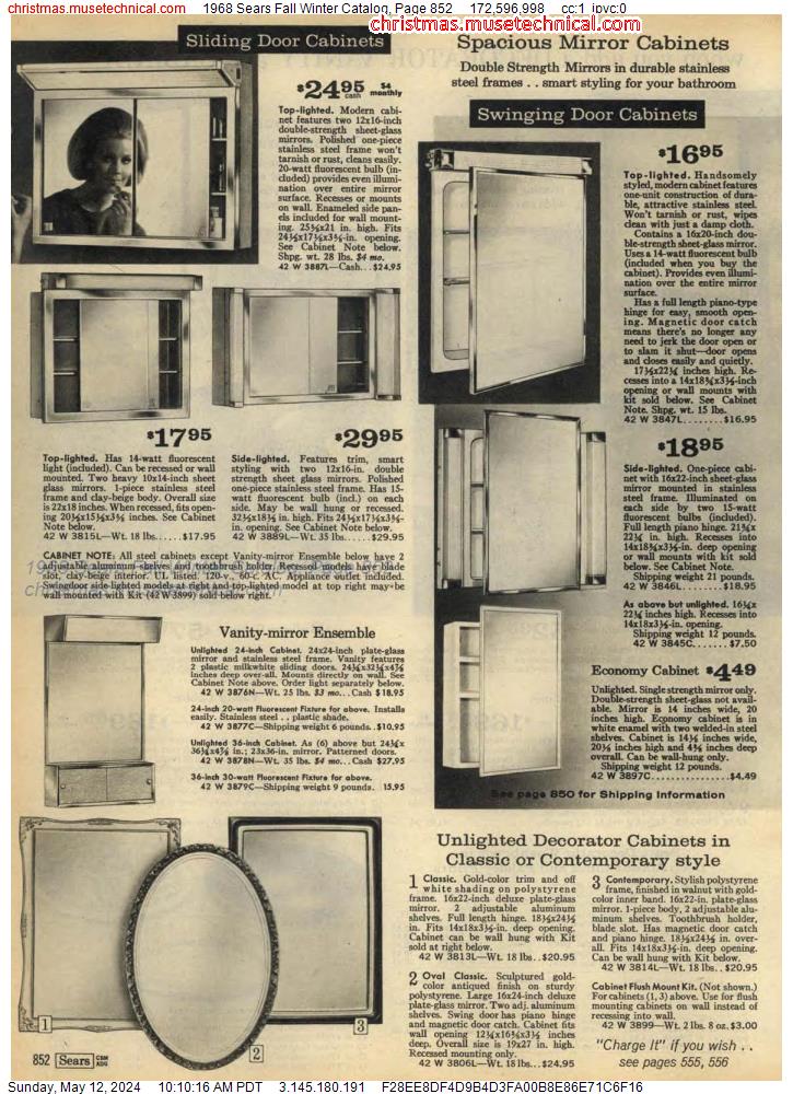 1968 Sears Fall Winter Catalog, Page 852