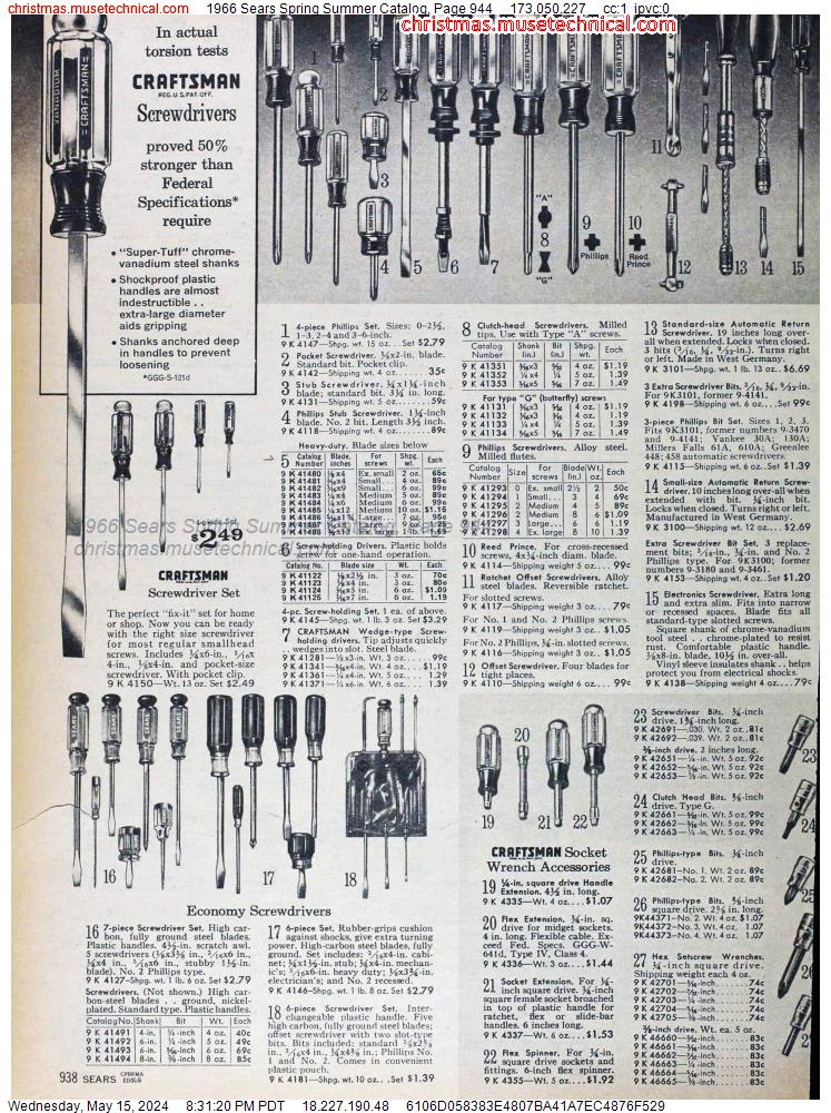 1966 Sears Spring Summer Catalog, Page 944