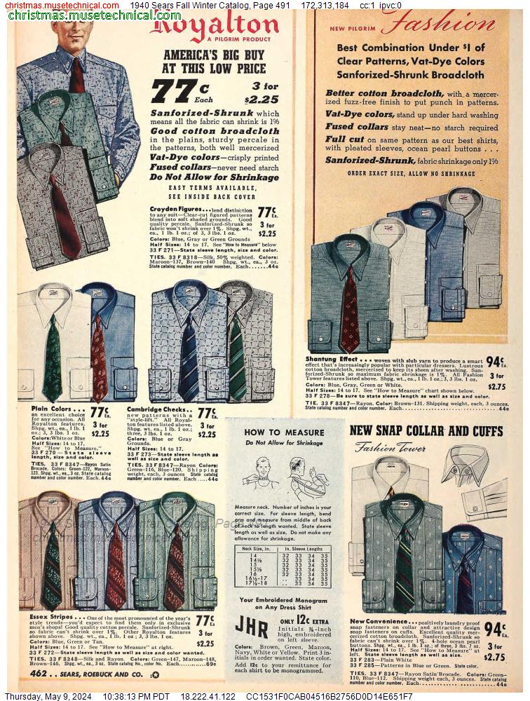 1940 Sears Fall Winter Catalog, Page 491