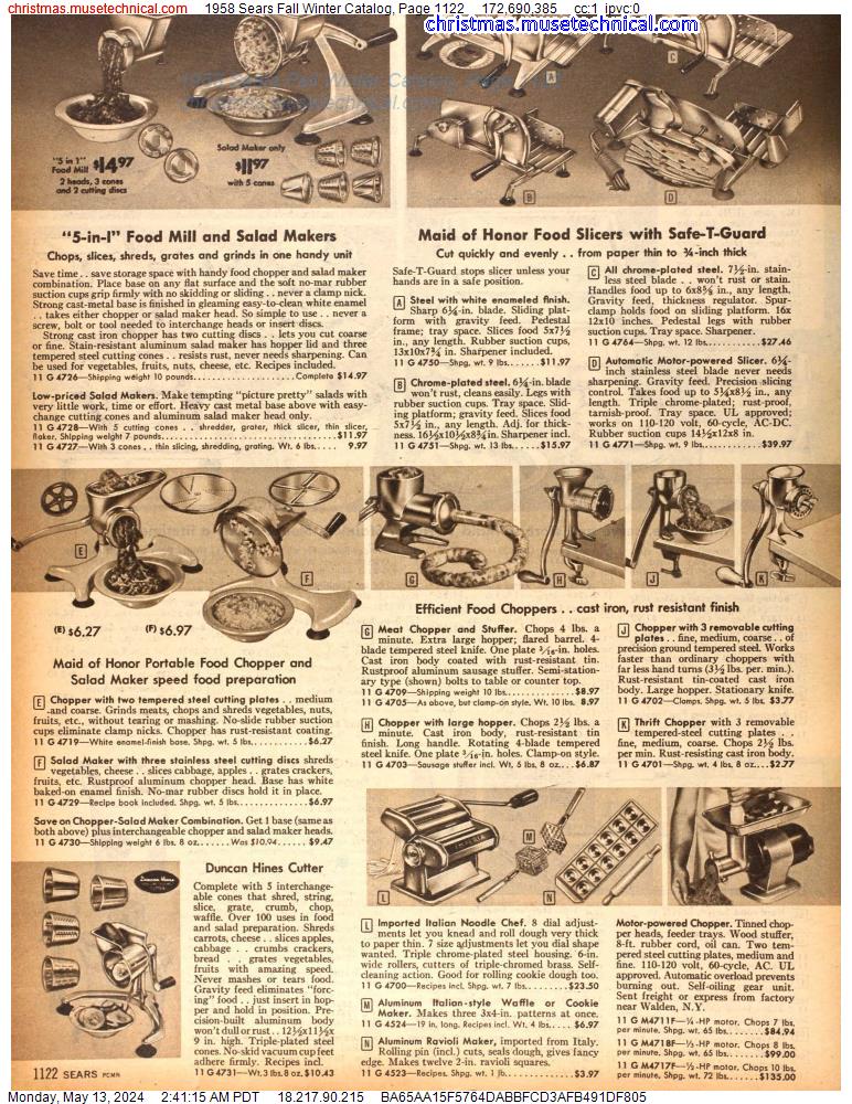 1958 Sears Fall Winter Catalog, Page 1122