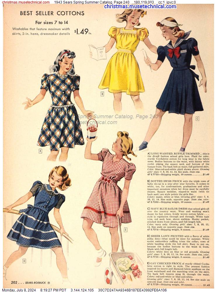 1943 Sears Spring Summer Catalog, Page 240