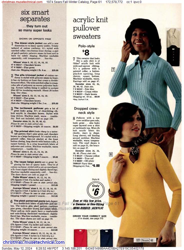1974 Sears Fall Winter Catalog, Page 61