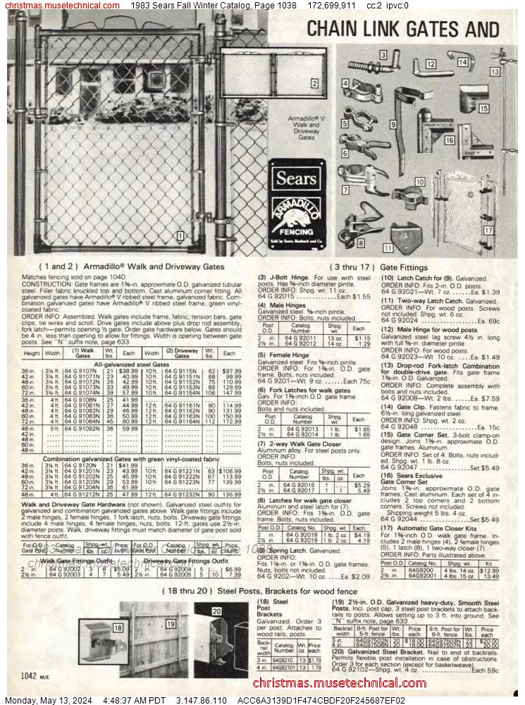 1983 Sears Fall Winter Catalog, Page 1038