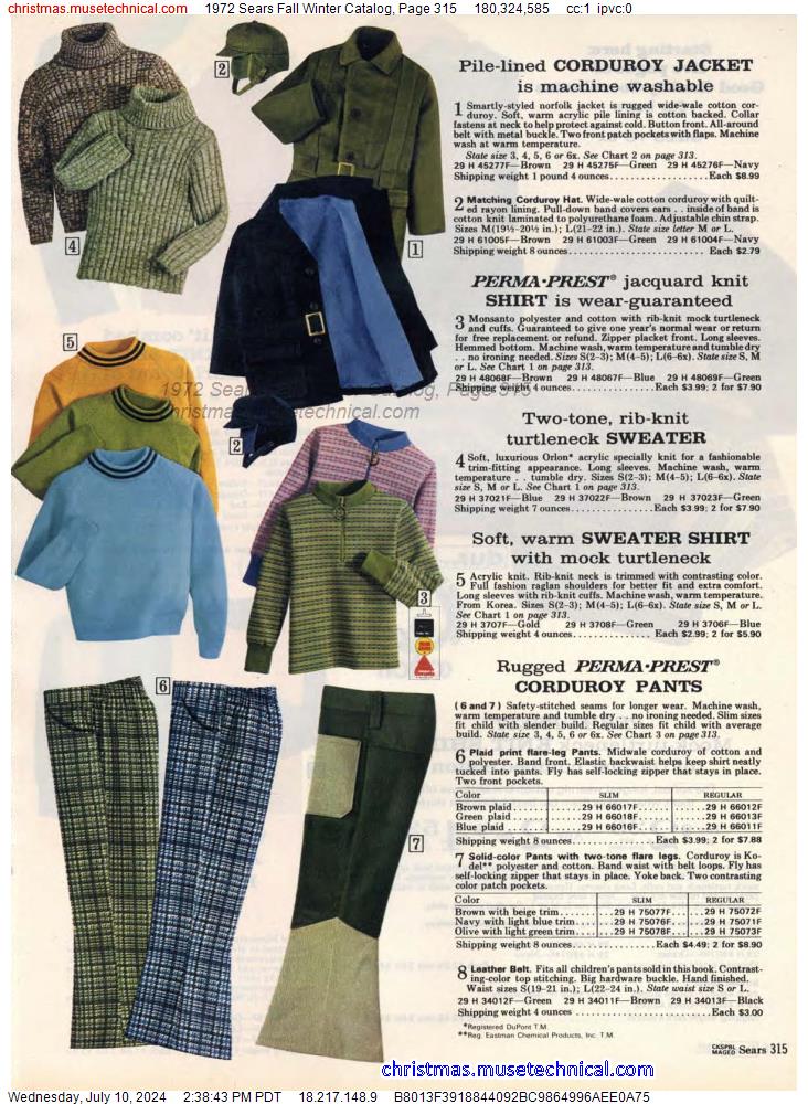 1972 Sears Fall Winter Catalog, Page 315