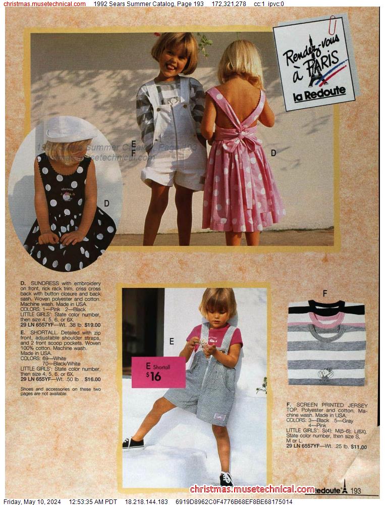 1992 Sears Summer Catalog, Page 193