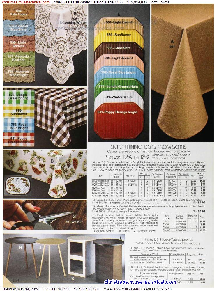 1984 Sears Fall Winter Catalog, Page 1165