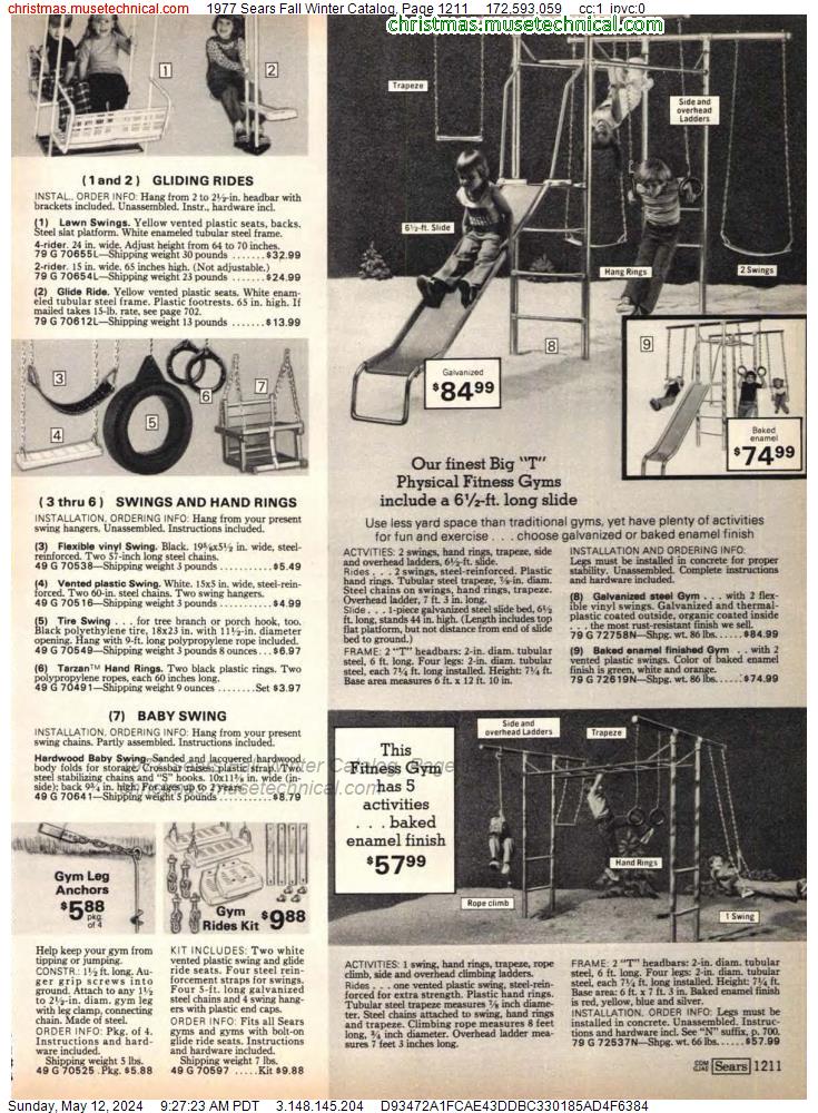 1977 Sears Fall Winter Catalog, Page 1211