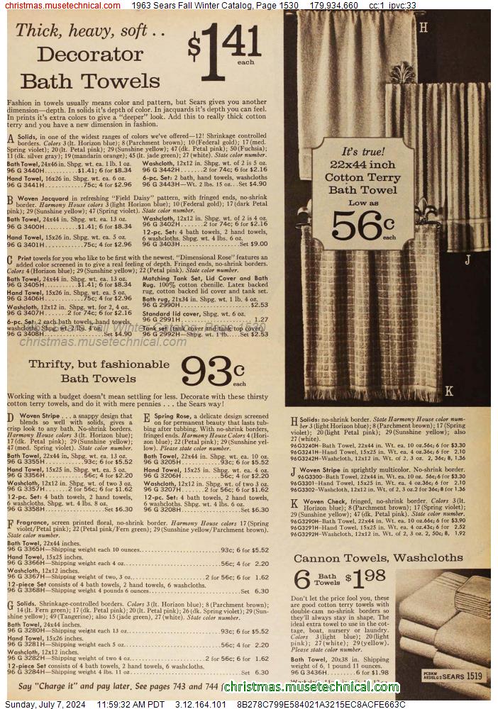 1963 Sears Fall Winter Catalog, Page 1530