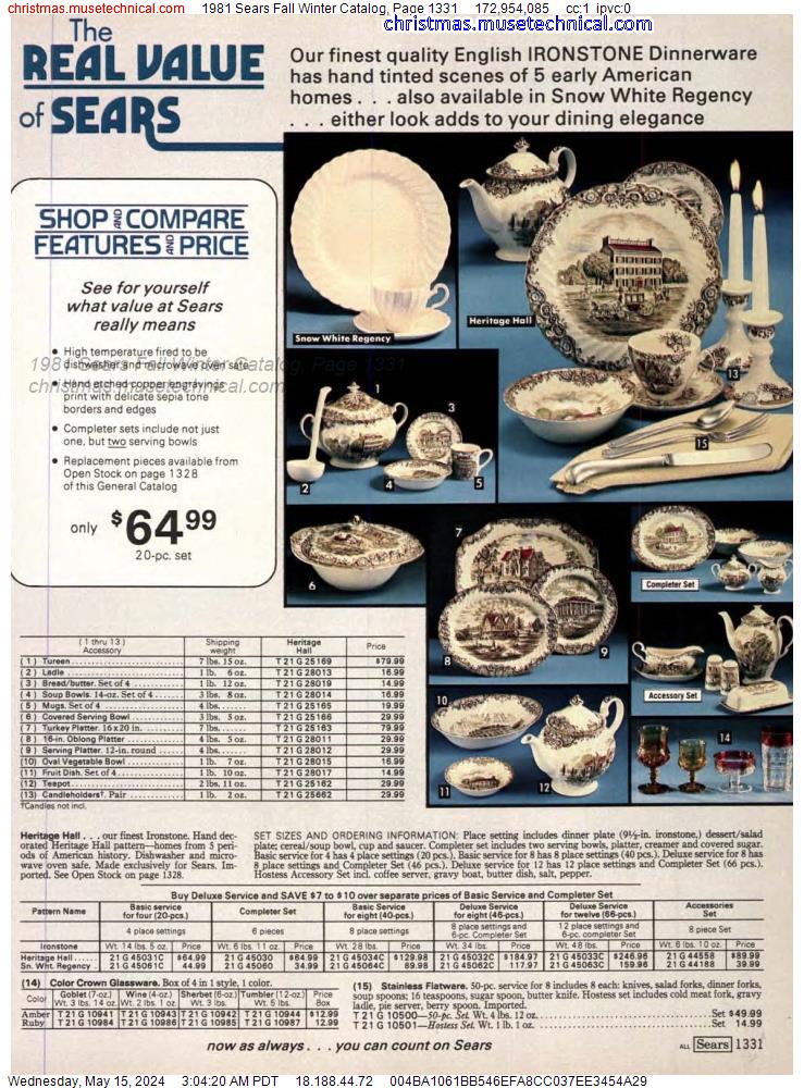 1981 Sears Fall Winter Catalog, Page 1331