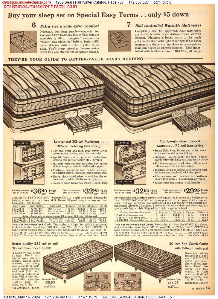 1958 Sears Fall Winter Catalog, Page 737