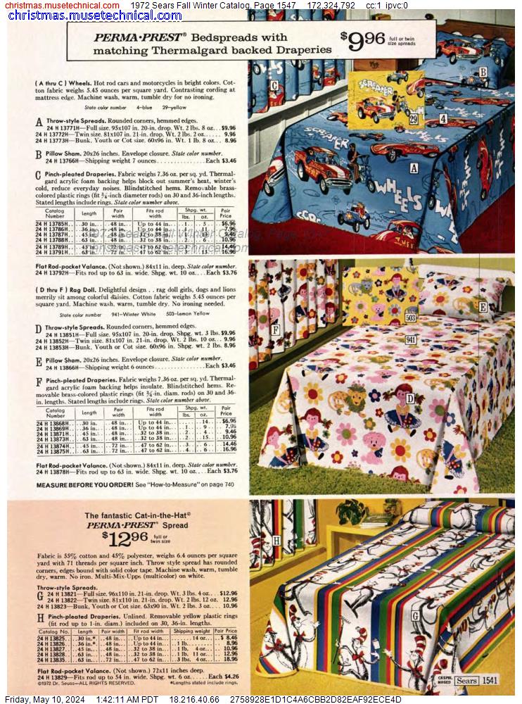 1972 Sears Fall Winter Catalog, Page 1547
