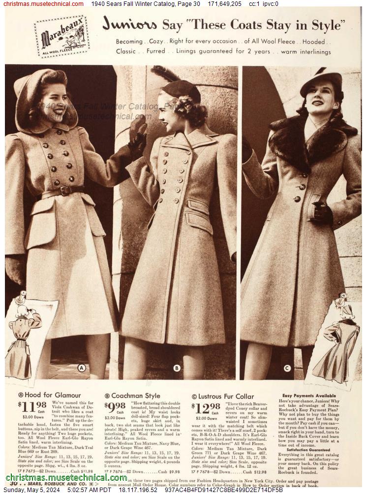 1940 Sears Fall Winter Catalog, Page 30