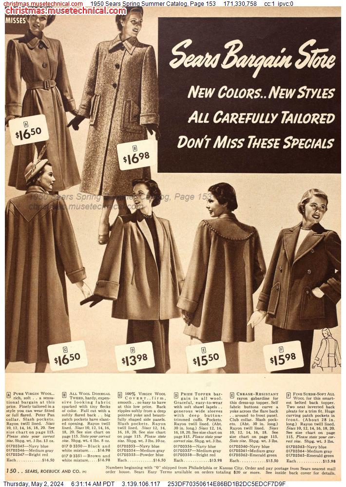 1950 Sears Spring Summer Catalog, Page 153