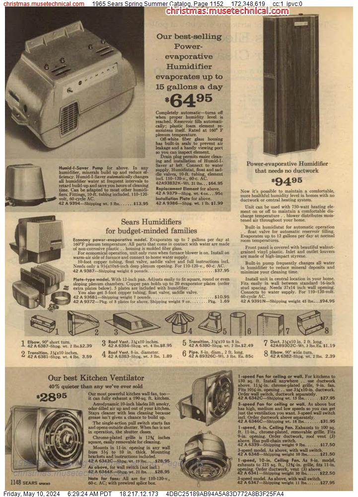 1965 Sears Spring Summer Catalog, Page 1152