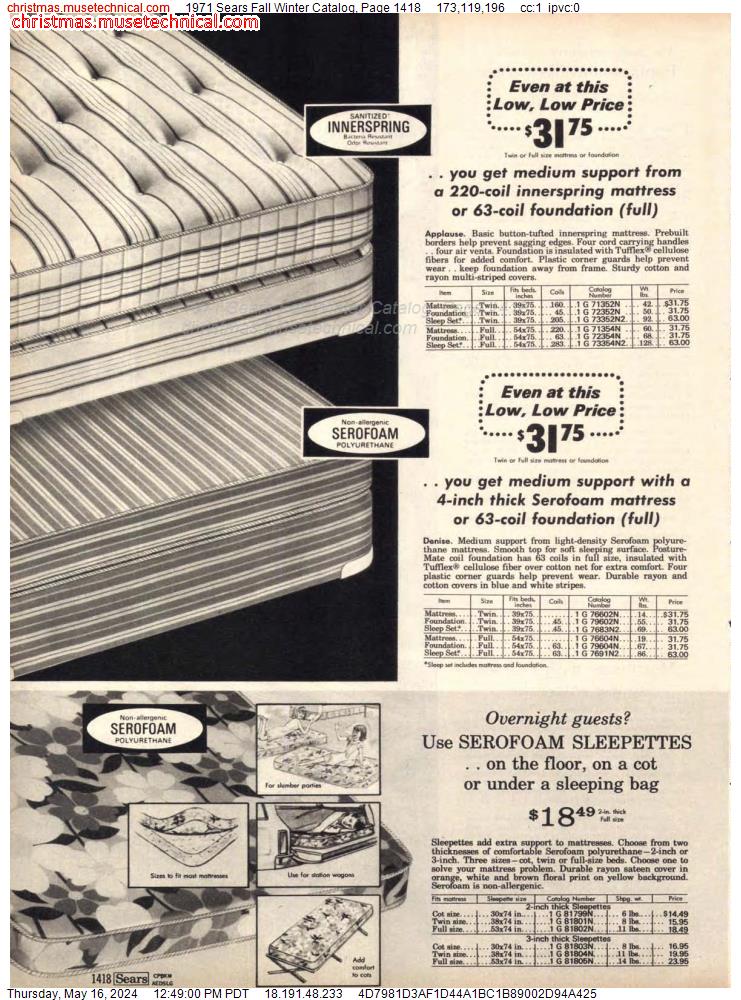 1971 Sears Fall Winter Catalog, Page 1418