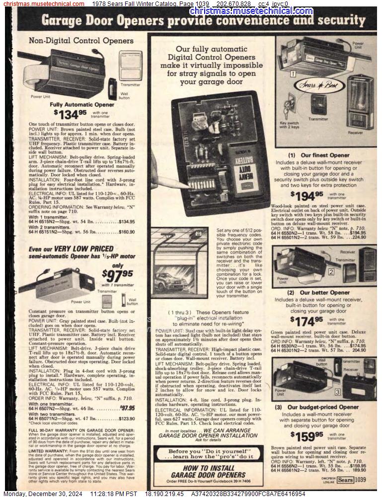 1978 Sears Fall Winter Catalog, Page 1039