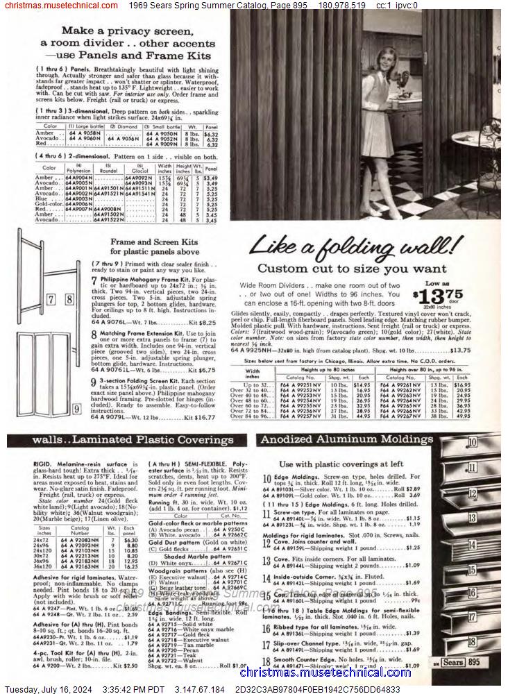 1969 Sears Spring Summer Catalog, Page 895