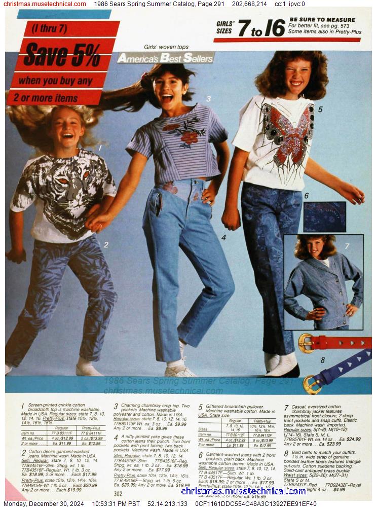 1986 Sears Spring Summer Catalog, Page 291