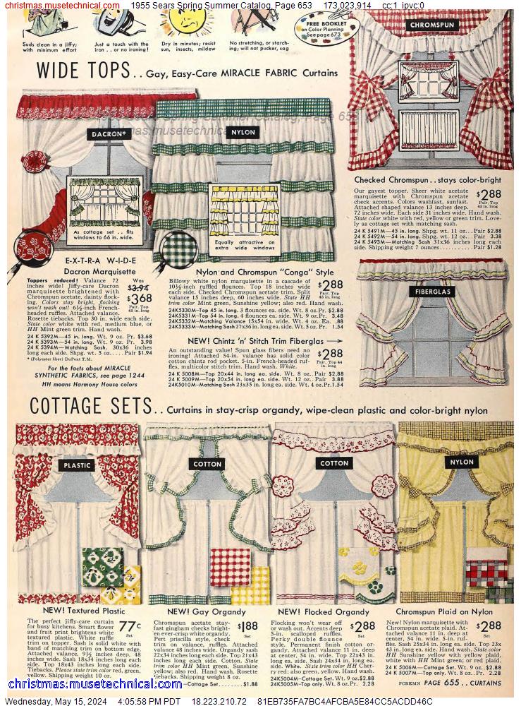 1955 Sears Spring Summer Catalog, Page 653